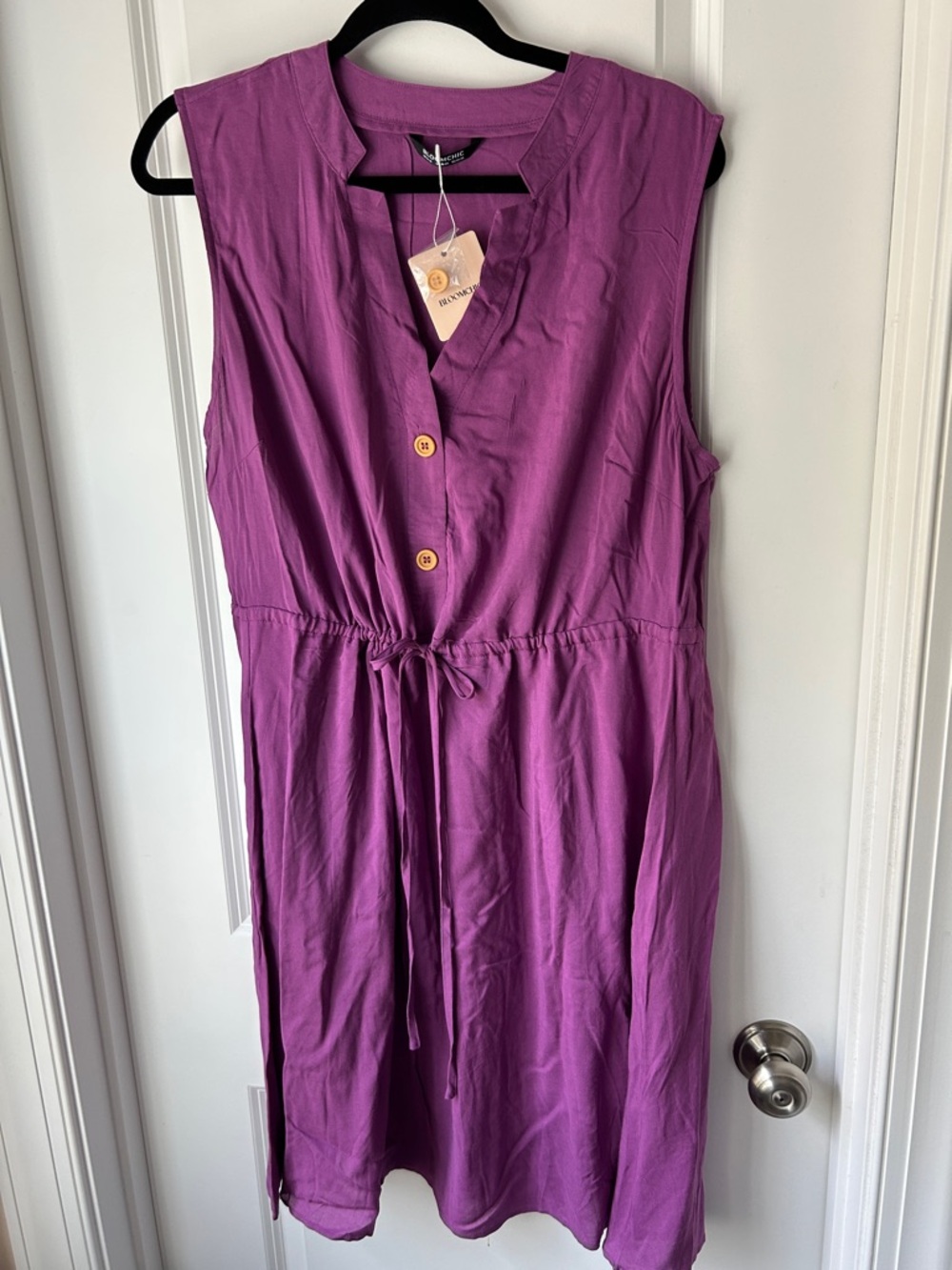 BloomChic Sleeveless Drawstring Dress in Magenta
